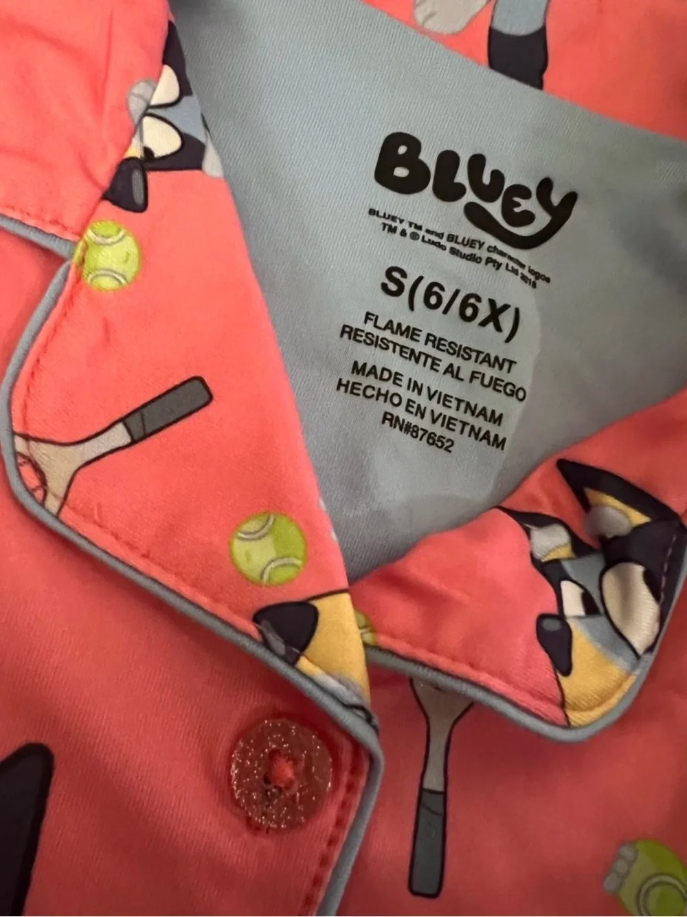 Bluey pajama 2 piece set shorts and shirt girls small 6